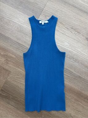 Madewell Blue Ribbed Scoop-Neck Tank Sz XXS